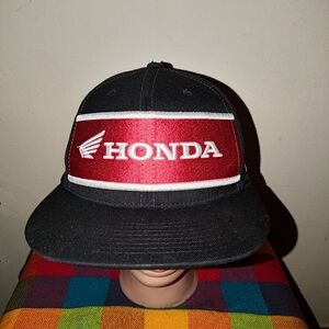 Vtg Honda Racing Embroidered Logo FlexFit Fitted Hat Cap L-XL